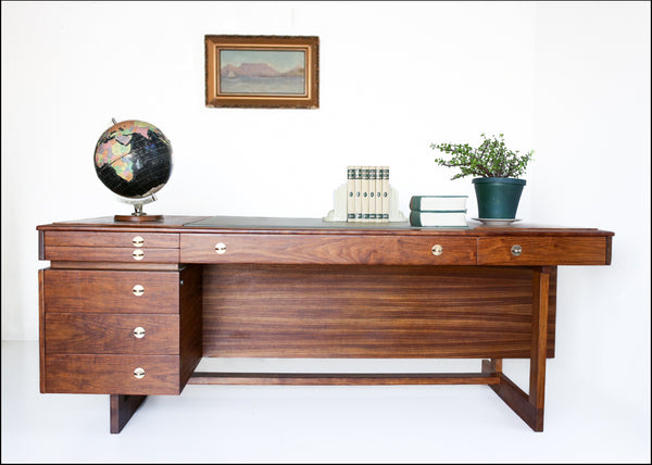 Scandinavian Modern Style Kiaat Executive Desk