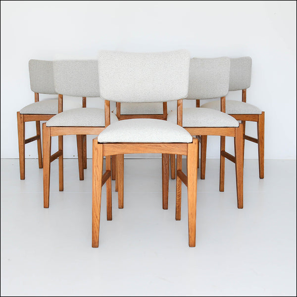 Six Vintage Oak Dining Chairs