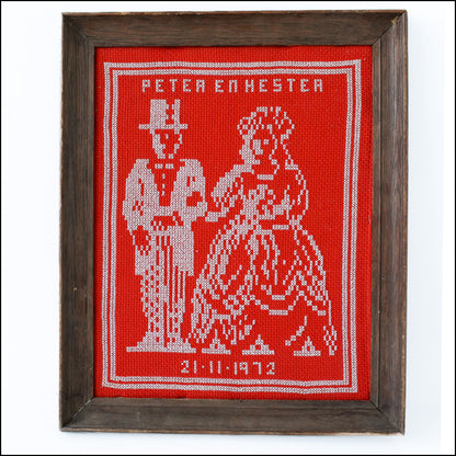 1970 Cross Stitch Wedding Portrait
