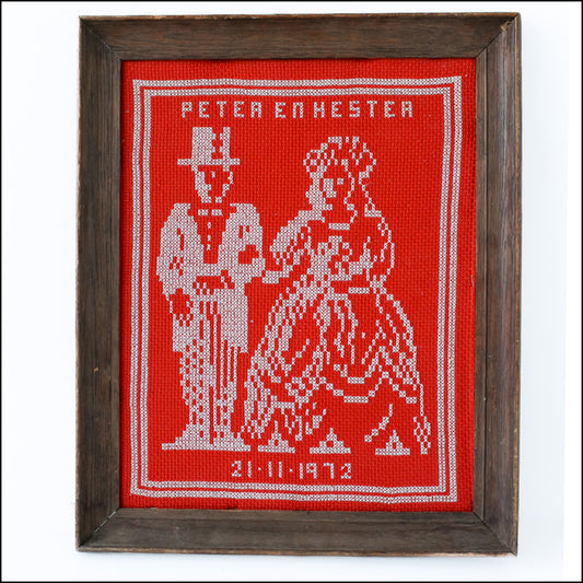 1970 Cross Stitch Wedding Portrait