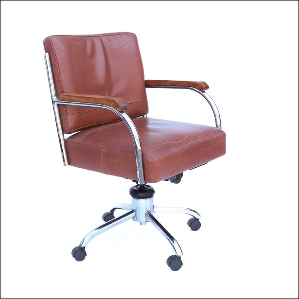 Vintage Chrome and Leather Office Chair