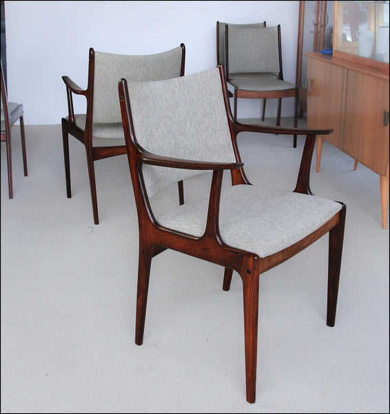 Set of Five Rosewood Dining Chairs by Johannes Andersen for Uldum Møbler (Denmark)