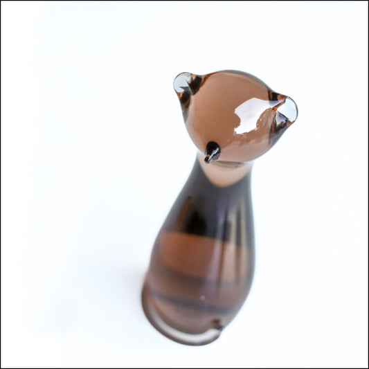 Collectible 1960s Glass Paperweight Cat