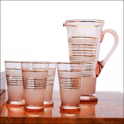 Pink and Gold Glass Lemonade Set