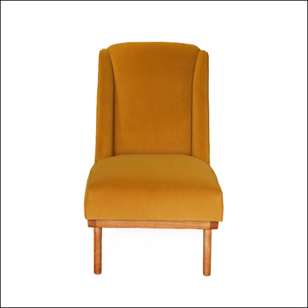 Velvet Mid-century Semi Wingback Chair