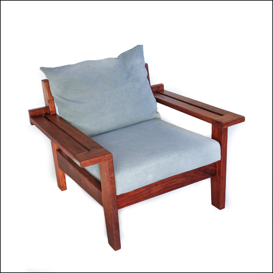 Vintage Kiaat Armchair by John Tabraham for Kallenbach's - Duck Egg Blue