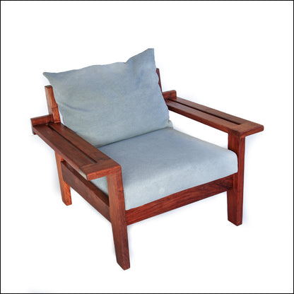 Vintage Kiaat Armchair by John Tabraham for Kallenbach's - Duck Egg Blue