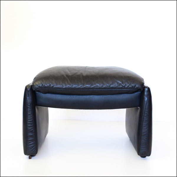 Black Leather Footstool