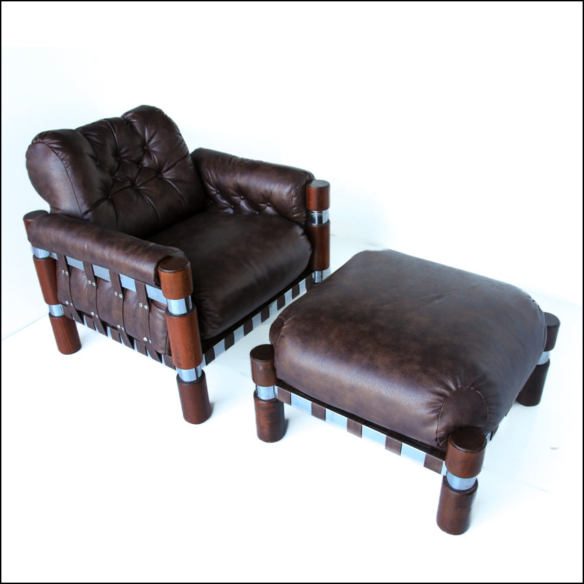 Rare El Rancho Armchair and Ottoman -  Finland, 1970s