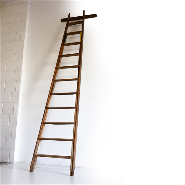 Tall Antique Wooden Ladder