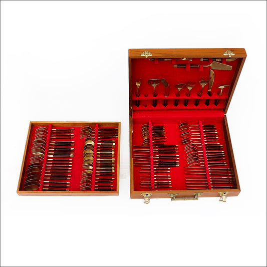 99 Piece Bronze and Rosewood Flatware set - 1950s