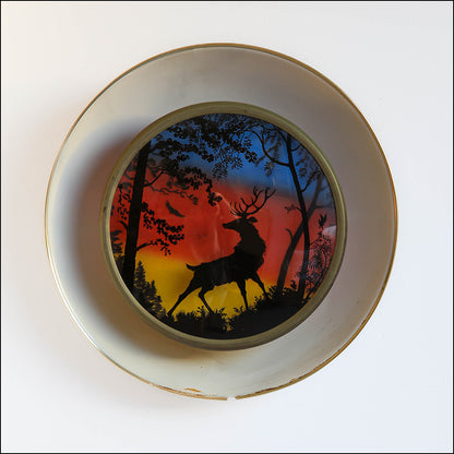 Round Art Deco Silhouette Stag Lamp