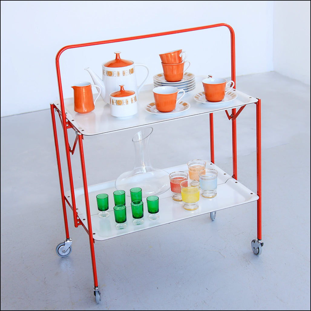 Red and White Collapsible Trolley