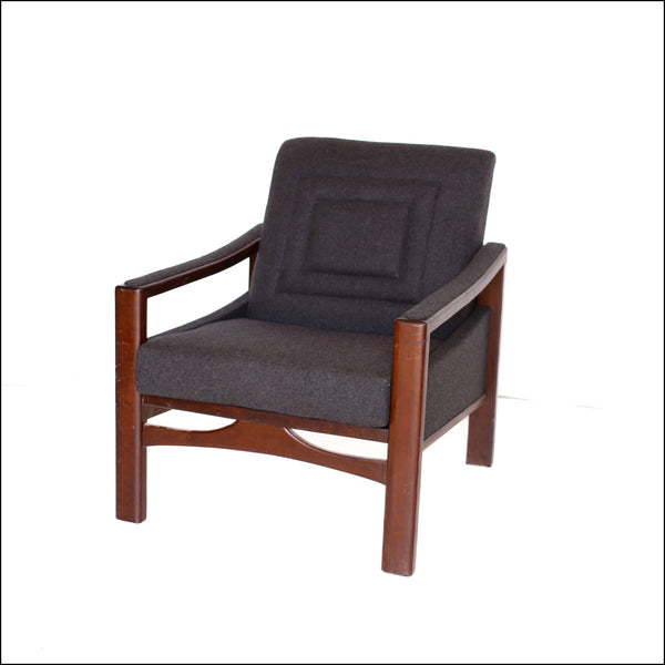 Charcoal 70's Chair with an Imbuia Frame