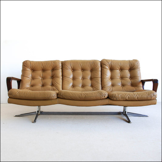 Anglo Dutch Sofa with Footstool in Leather