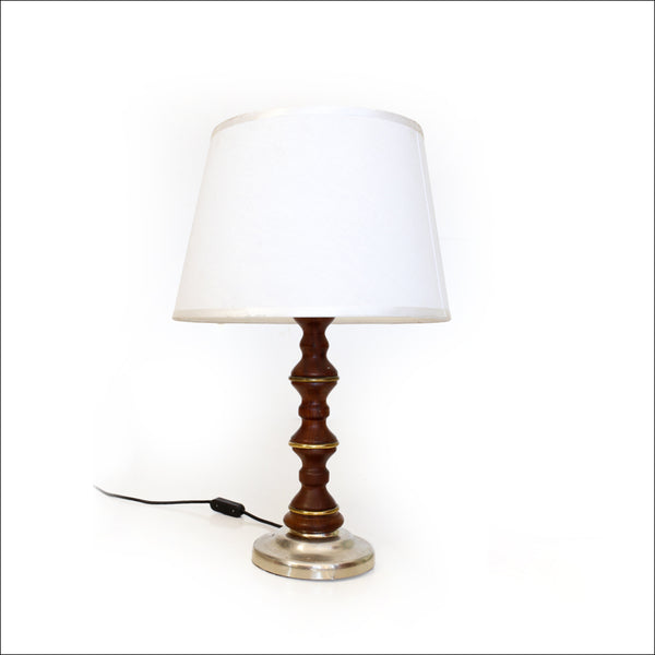 Vintage Brass and Wood Table Lamp