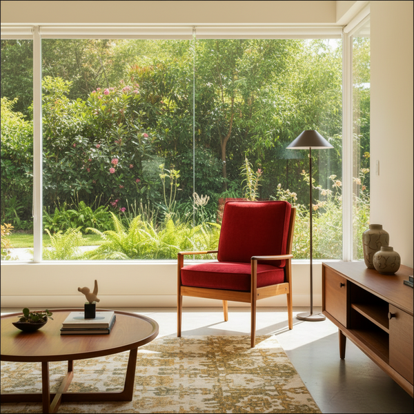 Maroon Mid-century Armchair