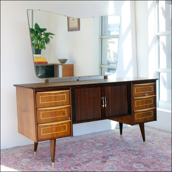 Mid-century Dressing Table with Tambour Doors