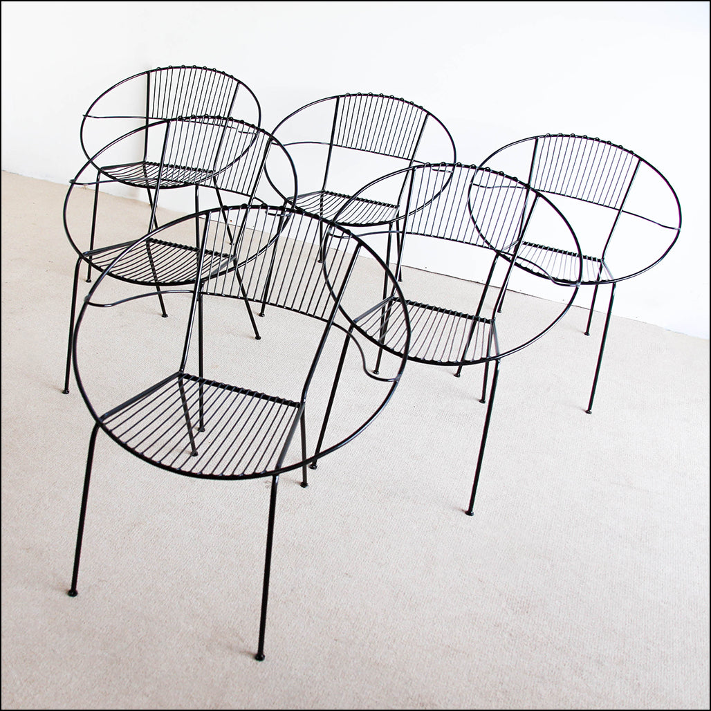 Vintage Wire Hoop Patio Chairs - three pairs