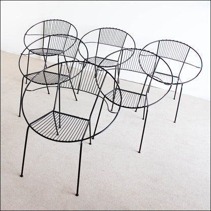Vintage Wire Hoop Patio Chairs - three pairs