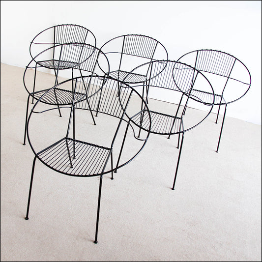Vintage Wire Hoop Patio Chairs - three pairs