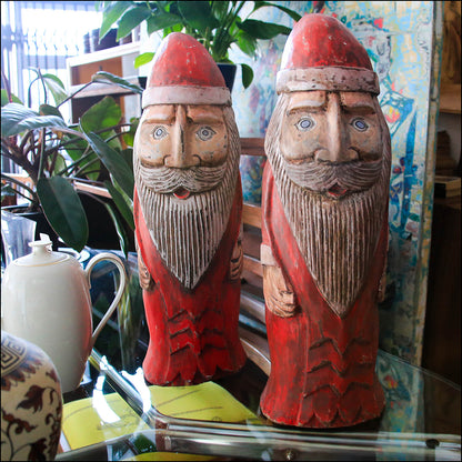 Large Wood Carved Garden Gnomes