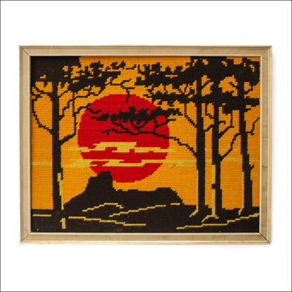 Mid-century Retro Cross Stitch Sunset