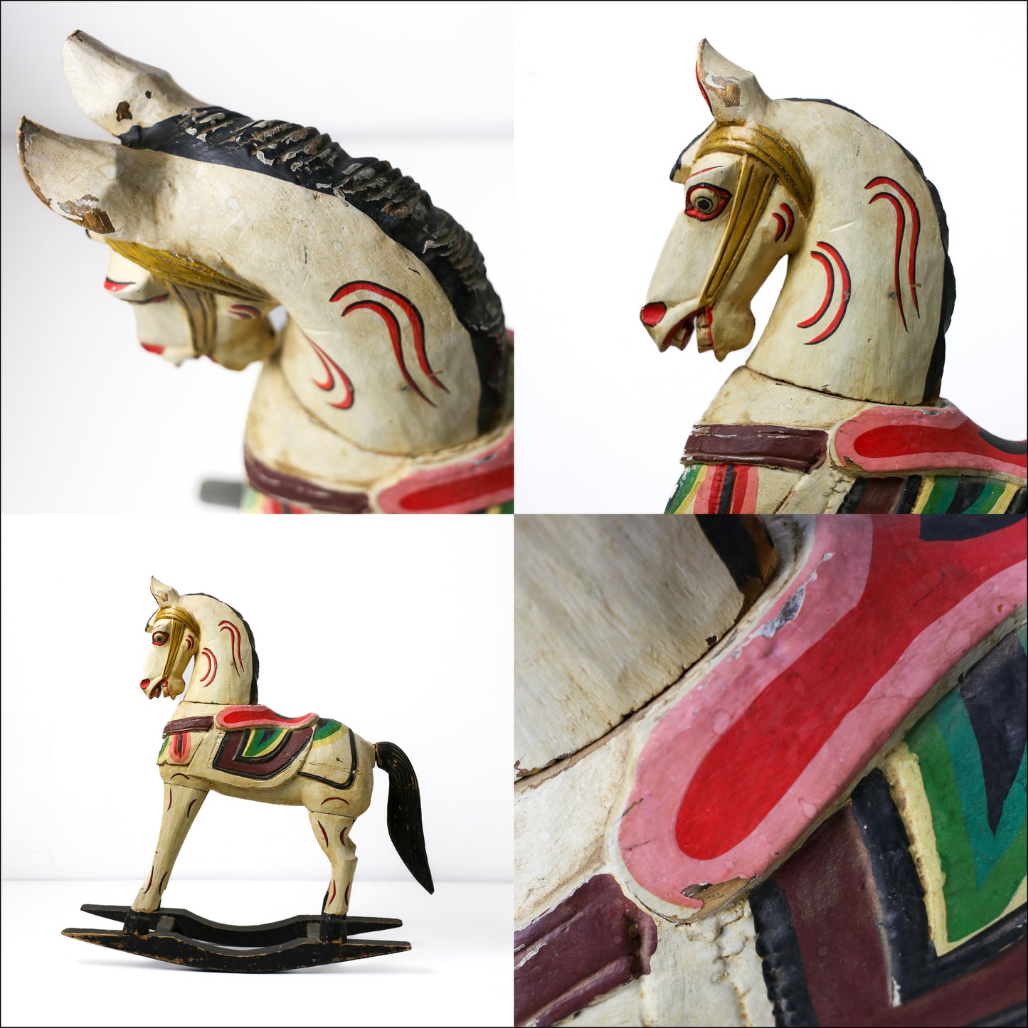 Vintage Hand-carved Rocking Horse