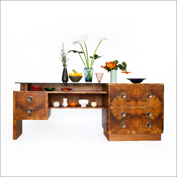 Art Deco Walnut Finish Dresser