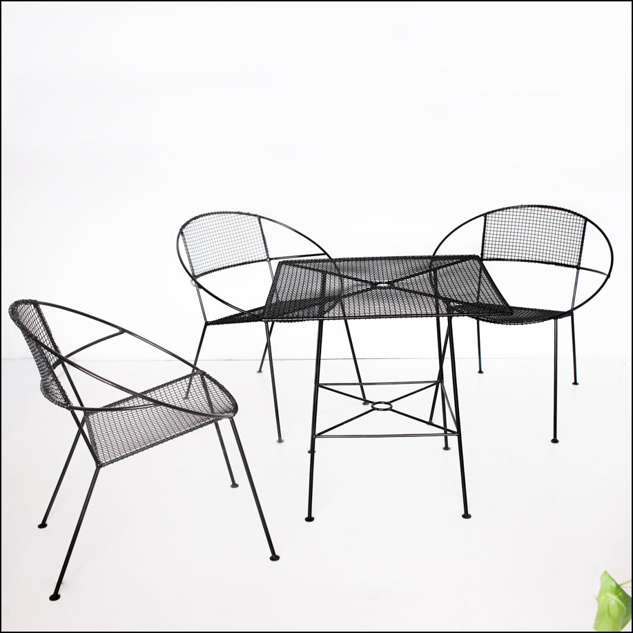 Four Piece Black Crinkle Cut Set