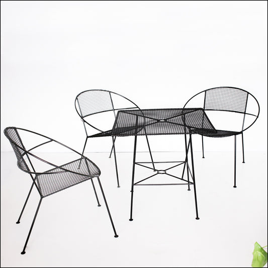 Four Piece Black Crinkle Cut Set