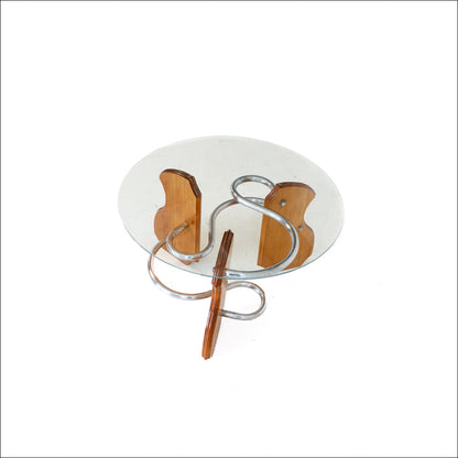 Art Deco Style Chrome, Wood and Glass Coffee Table