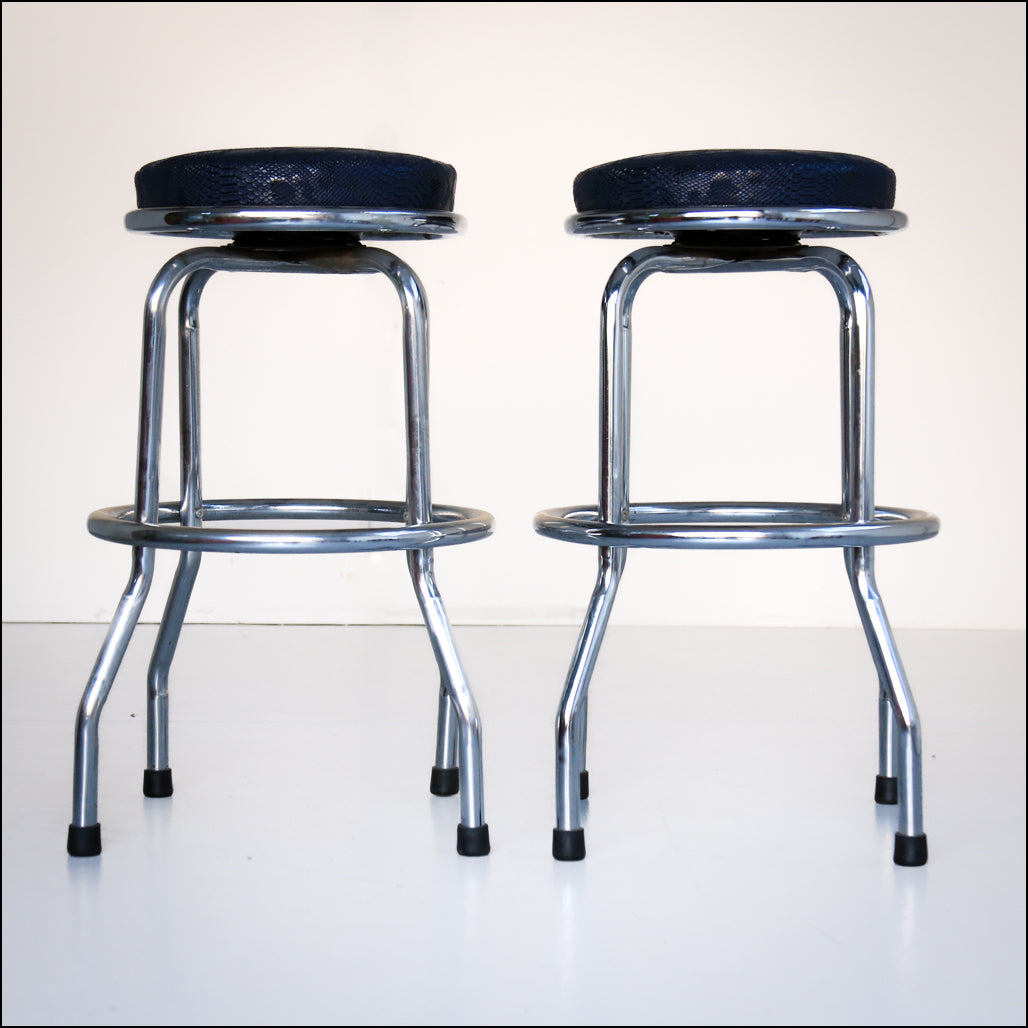 A Pair of Chrome Bar Stools