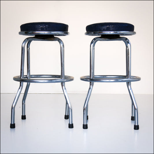 A Pair of Chrome Bar Stools