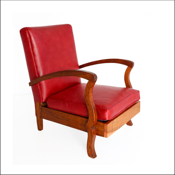 Red Vegan Leather Armchair