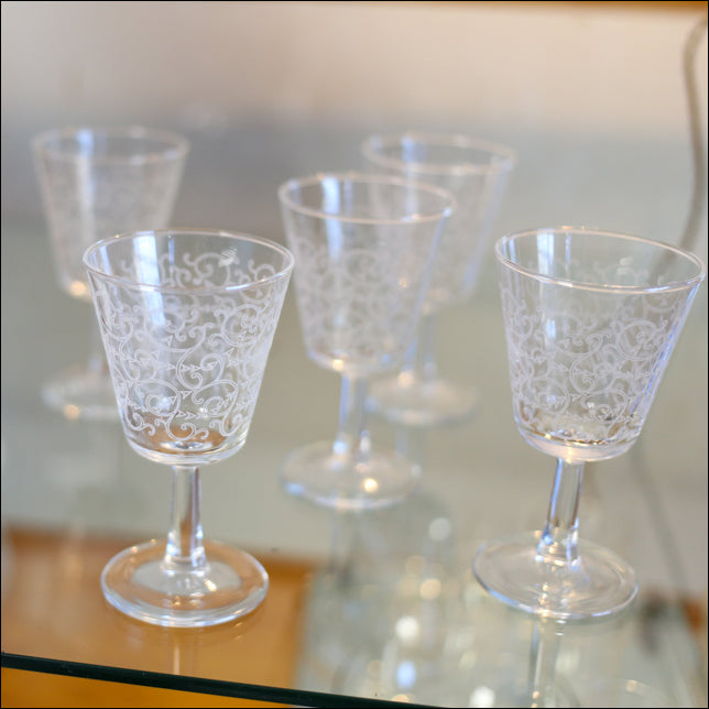 Set of Six Vintage Luminarc Cordial Glasses