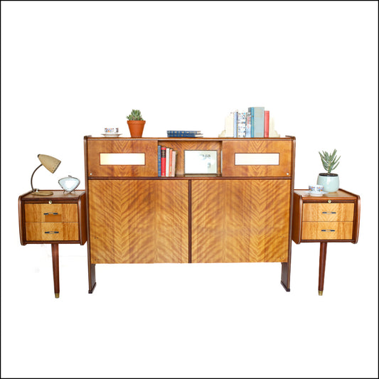 Double Bed Headboard with Lights and Pedestals
