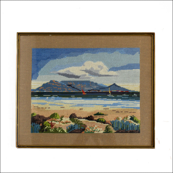 Vintage Needlepoint Table Bay Picture