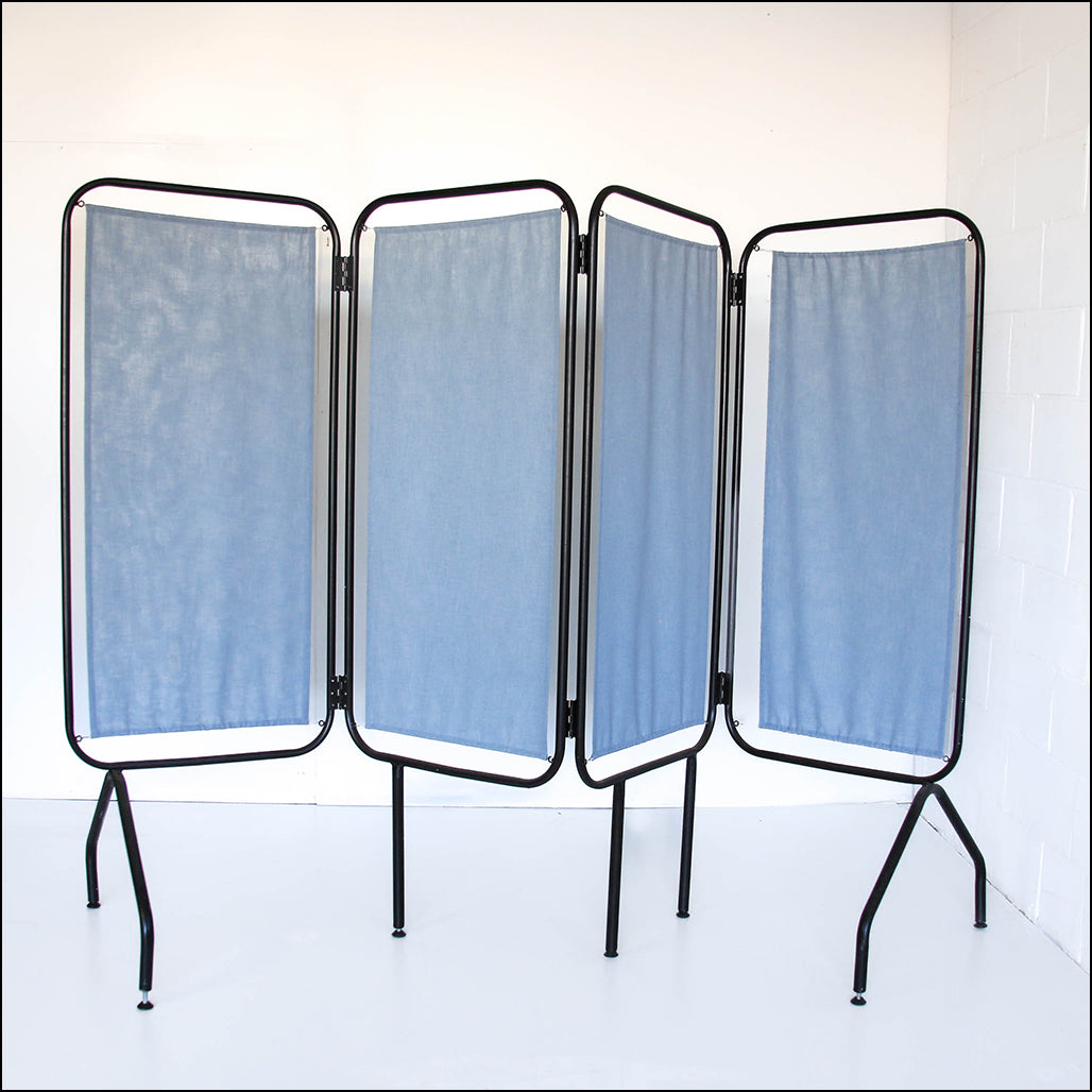 Vintage Steel Frame Privacy Screens with Four Panels