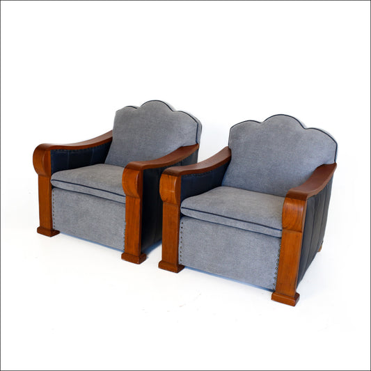 Pair of Gable Back Art Deco Armchairs
