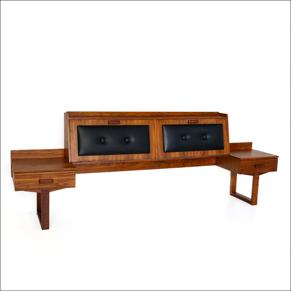Queen Size Headboard with Pedestals and Storage