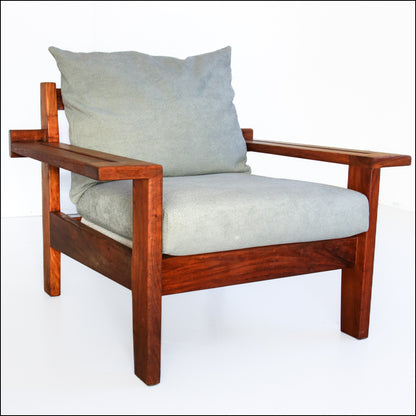 Vintage Kiaat Armchair by John Tabraham for Kallenbach's - Duck Egg Blue
