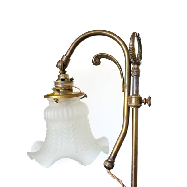 Art Nouveau Brass and Tulip Glass Table Lamp