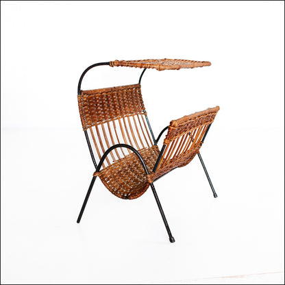 Steel and Cane Magazine Rack