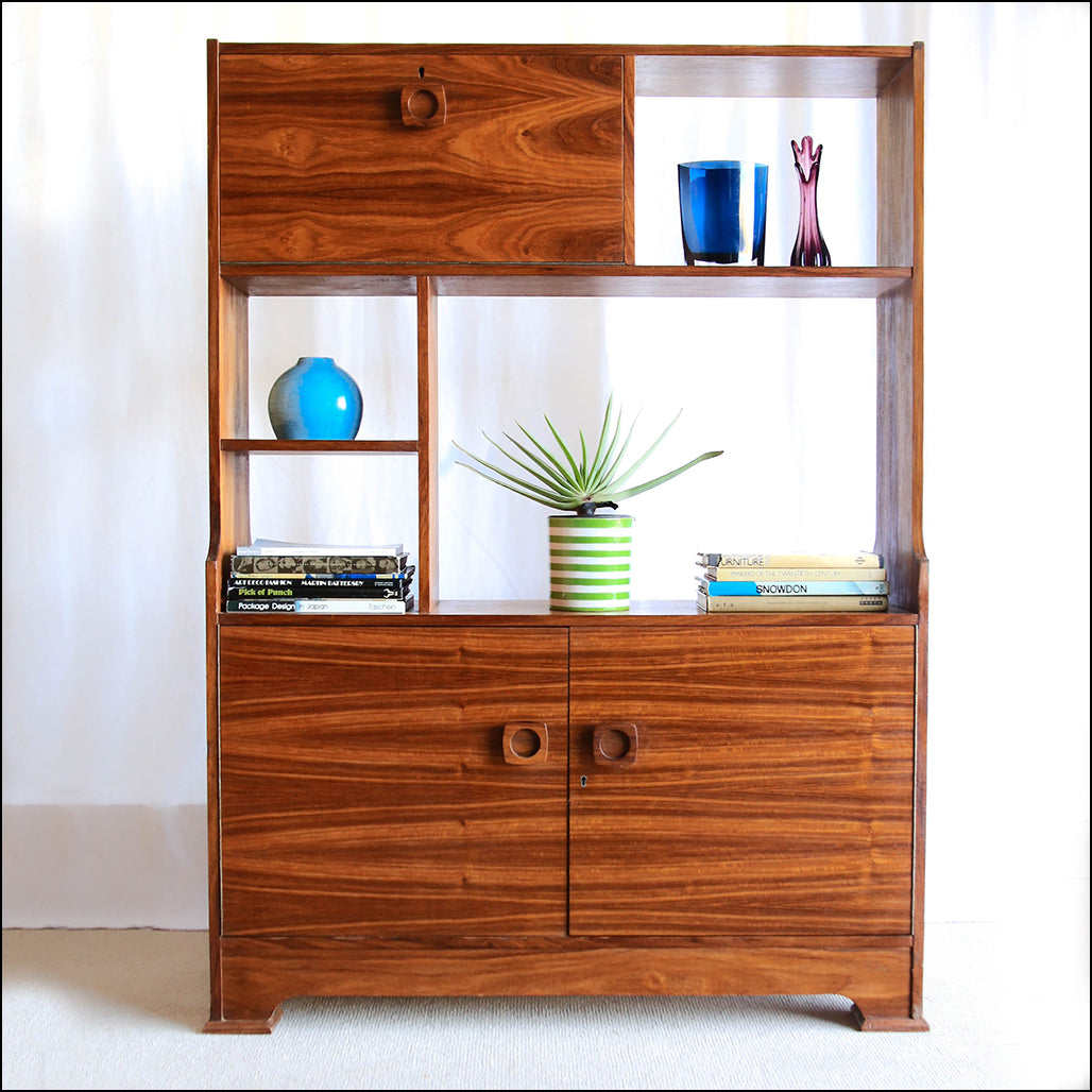 Kiaat Wall Unit with Drinks Cabinet