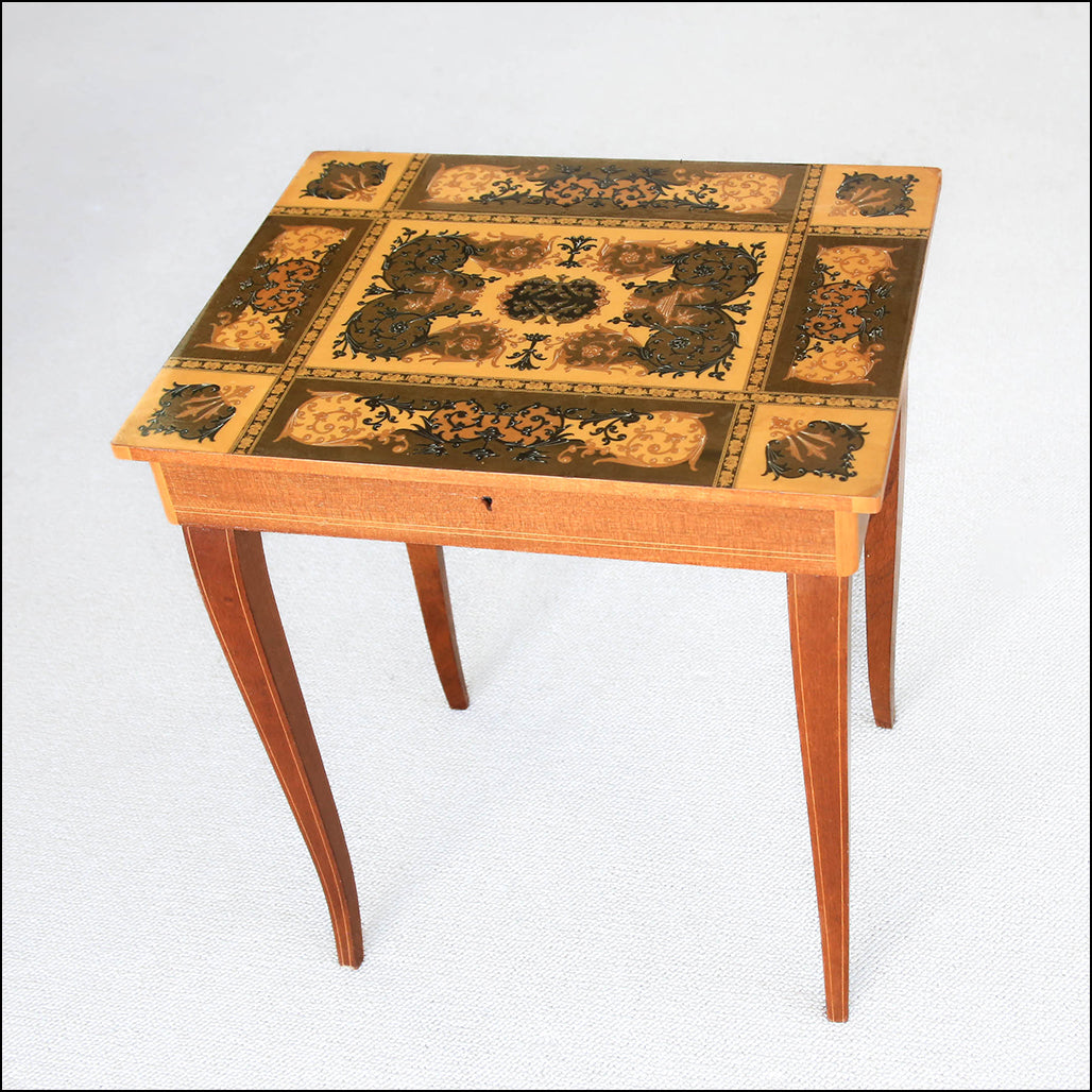 Italian Music Box Side Table with Inlaid Top, 1950s