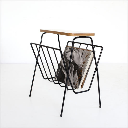 Retro Steel and Wood Magazine Rack