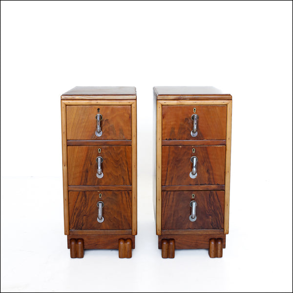 A Pair of Late Art Deco Bedside Cabinets
