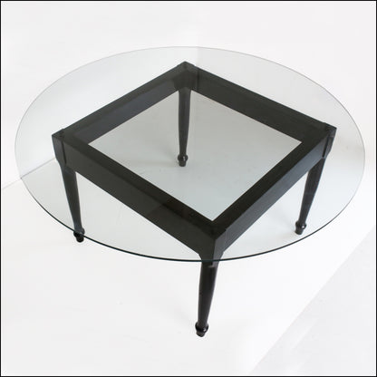 Vintage Dining Table with a Floating Glass Top