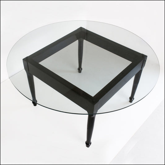 Vintage Dining Table with a Floating Glass Top